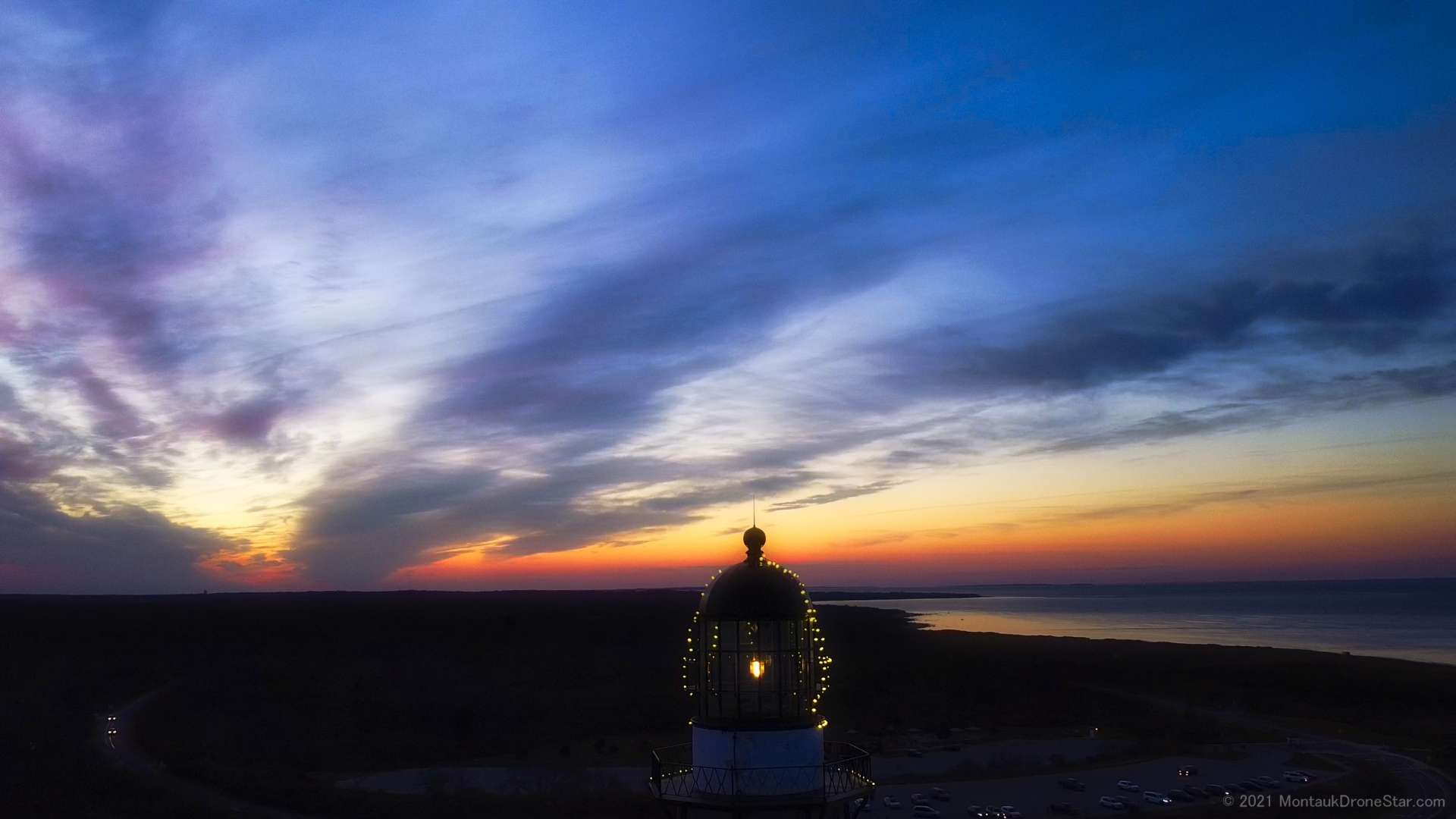 Montauk Point Lighthouse during a spectacular sunset